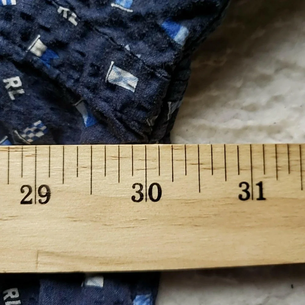 Polo Ralph Lauren Shirt Mens Big 2X Blue Nautical Flag Seersucker Button-Up